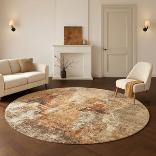 Dalyn Lumara LM2 Copper Area Rug Round Lifestyle Image Feature