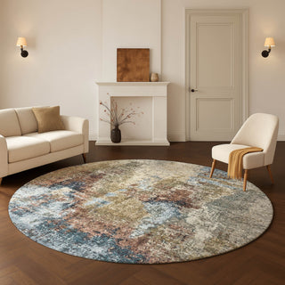 Dalyn Lumara LM2 Putty Area Rug Round Lifestyle Image Feature