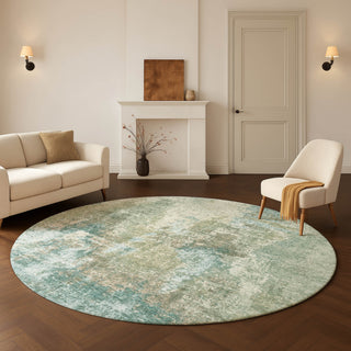 Dalyn Lumara LM2 Seafoam Area Rug Round Lifestyle Image Feature