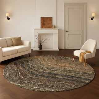 Dalyn Lumara LM3 Brown Area Rug Round Lifestyle Image Feature