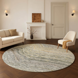 Dalyn Lumara LM3 Granite Area Rug Round Lifestyle Image Feature