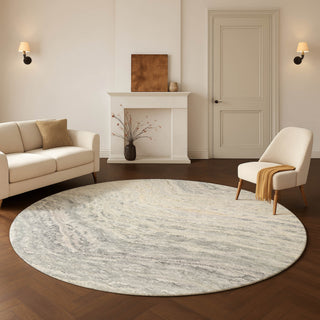 Dalyn Lumara LM3 Linen Area Rug Round Lifestyle Image Feature
