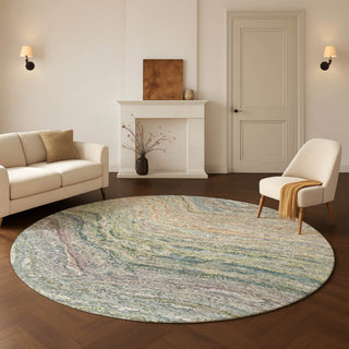 Dalyn Lumara LM3 Sage Area Rug Round Lifestyle Image Feature