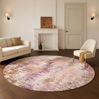 Dalyn Lumara LM5 Blush Area Rug Round Lifestyle Image Feature