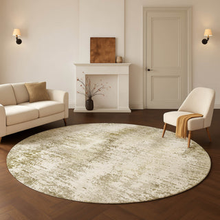 Dalyn Lumara LM5 Khaki Area Rug Round Lifestyle Image Feature