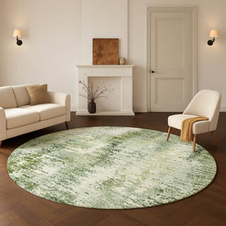 Dalyn Lumara LM5 Olive Area Rug Round Lifestyle Image Feature