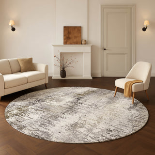 Dalyn Lumara LM5 Putty Area Rug Round Lifestyle Image Feature