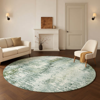 Dalyn Lumara LM5 Sage Area Rug Round Lifestyle Image Feature