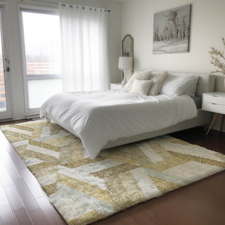 Dalyn Lorenzo LN1 Tan Machine Washable Area Rug Lifestyle Image Feature