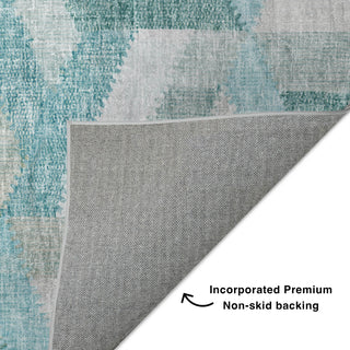 Dalyn Lorenzo LN1 Teal Machine Washable Area Rug Backing Image