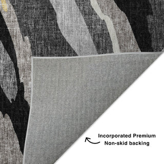 Dalyn Lorenzo LN4 Black Machine Washable Area Rug Backing Image