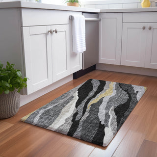Dalyn Lorenzo LN4 Black Machine Washable Area Rug Scatter Lifestyle Image Feature