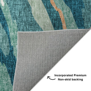 Dalyn Lorenzo LN4 Teal Machine Washable Area Rug Backing Image