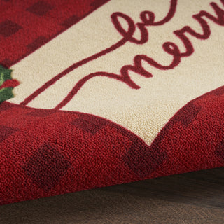 Nourison Light Enhance/Xmas LN663 Red Area Rug Corner Image