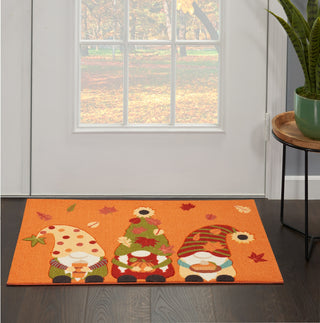 Nourison Light Enhance/Xmas LN664 Orange Area Rug Corner Image