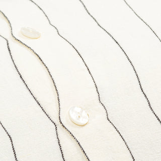 Surya Linen Stripe Buttoned LNB-001 White Detail