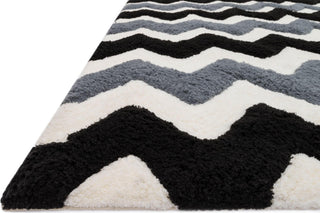 Loloi Lola Shag LL-03 Black / Charcoal Area Rug Round Image