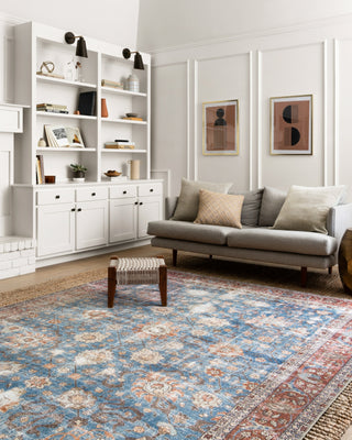 Loloi Loren LQ-01 Blue/Brick Area Rug Lifestyle Image Feature