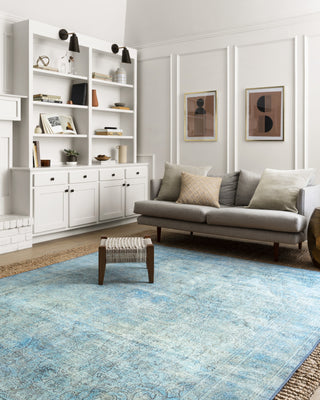 Loloi II Loren LQ-08 Aqua Area Rug Lifestyle Image Feature