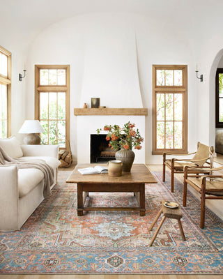Loloi Loren LQ-15 Terracotta/Sky Area Rug Lifestyle Image Feature