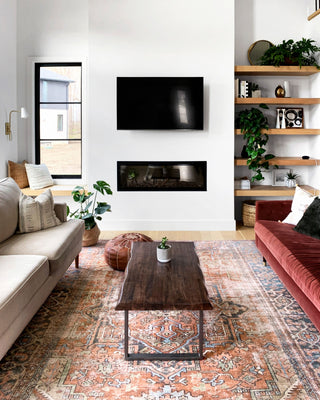 Loloi Loren LQ-15 Terracotta/Sky Area Rug Lifestyle Image Feature