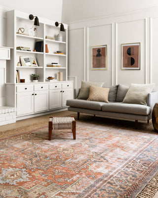 Loloi Loren LQ-15 Terracotta/Sky Area Rug Lifestyle Image Feature