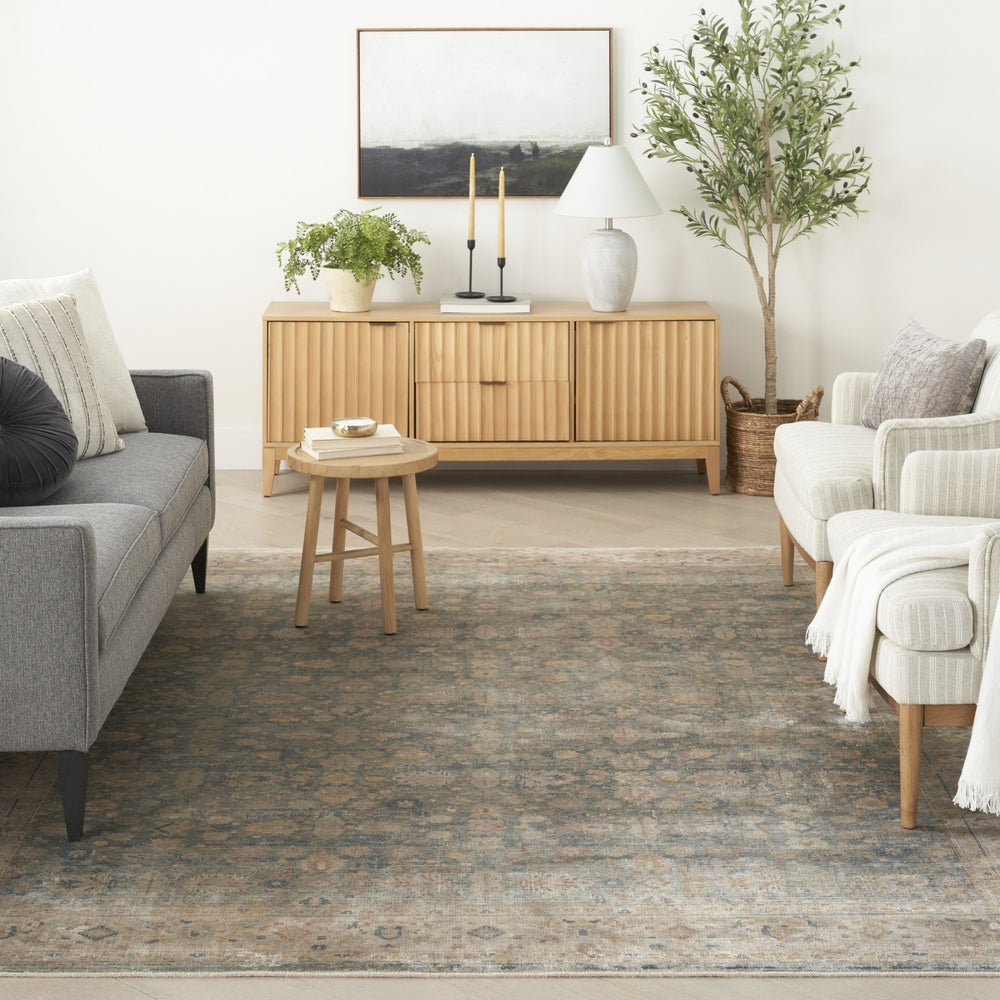 Nourison Luxurious LRS03 Ivory Blue Area Rug Room Image Feature