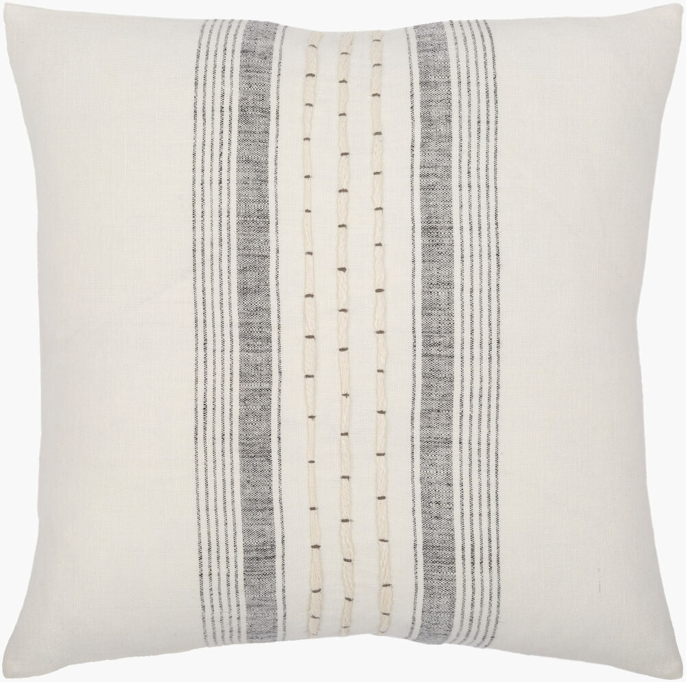 Surya Linen Stripe Embellished LSP-001 Cream main image