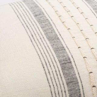 Surya Linen Stripe Embellished LSP-001 Cream Detail