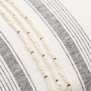 Surya Linen Stripe Embellished LSP-001 Cream Detail
