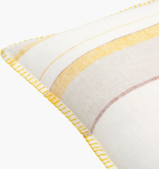 Surya Linen Stripe Embellished LSP-002 Cream Corner Shot