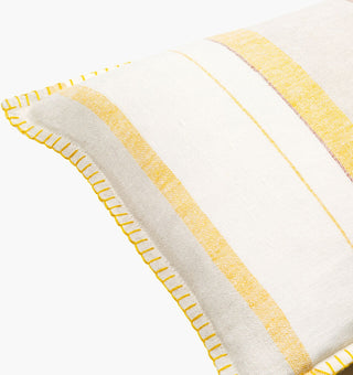 Surya Linen Stripe Embellished LSP-002 Cream Corner Shot
