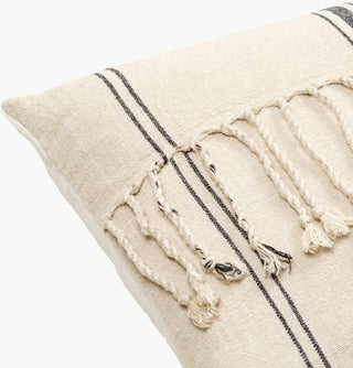 Surya Linen Stripe Embellished LSP-003 Light Beige Corner Shot