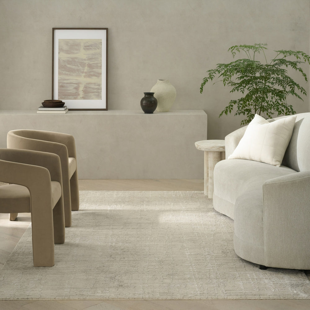 Ck090 Latitude LTD01 Ivory Beige Area Rug by Calvin Klein Room Image Feature