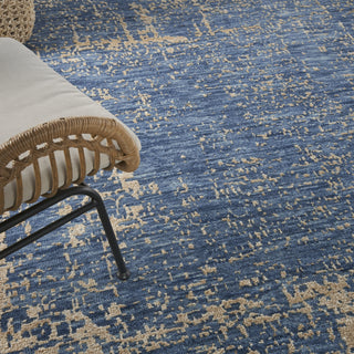 Nourison Luna LUN01 Dark Blue Mocha Area Rug by Reserve Collection 