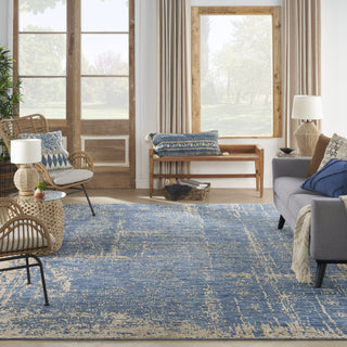 Nourison Luna LUN01 Dark Blue Mocha Area Rug by Reserve Collection 