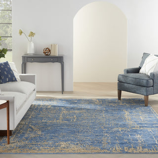 Nourison Luna LUN01 Dark Blue Mocha Area Rug by Reserve Collection 