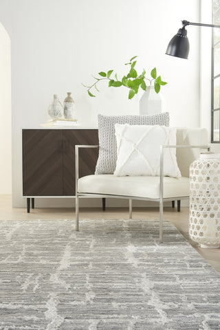 Nourison Luna LUN01 Ivory Silver Blue Area Rug by Reserve Collection 