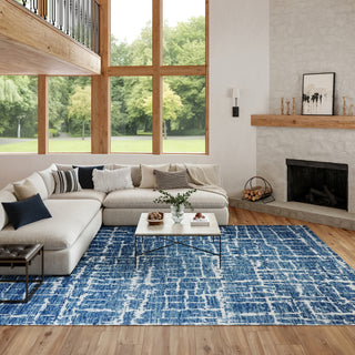 Nourison Luna LUN02 Blue Silver Area Rug by Reserve Collection 