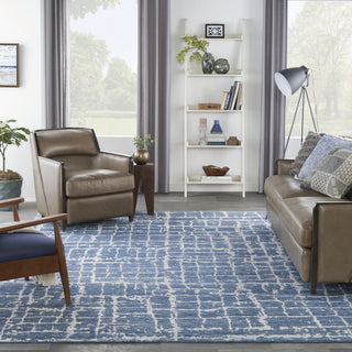 Nourison Luna LUN02 Blue Silver Area Rug by Reserve Collection 