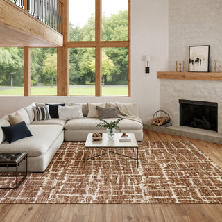 Nourison Luna LUN02 Mocha Ivory Area Rug by Reserve Collection 