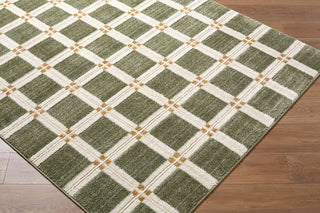 Livabliss La Luna LUU-2309 The Prominent Colors In This Home Decor Item Are: Olive Green Area Rug Corner Shot