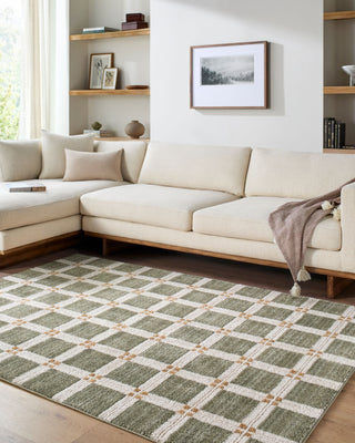 Livabliss La Luna LUU-2309 The Prominent Colors In This Home Decor Item Are: Olive Green Area Rug Room Scene