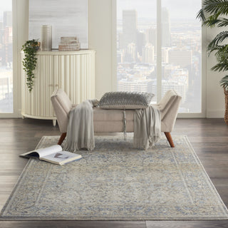 Nourison Lustrous Weave LUW01 Ivory Blue Area Rug Corner Image