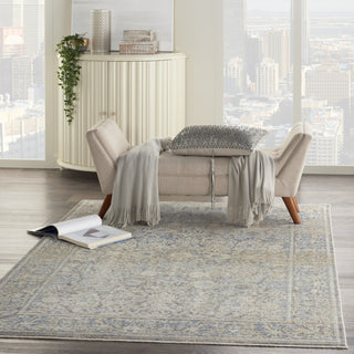 Nourison Lustrous Weave LUW01 Ivory Blue Area Rug Room Image Feature