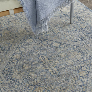 Nourison Lustrous Weave LUW02 Blue Ivory Area Rug Corner Image
