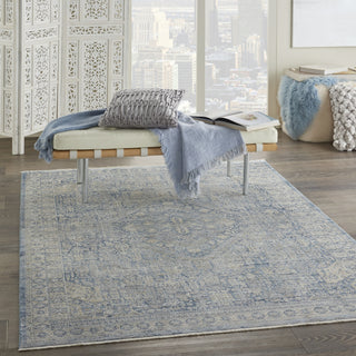 Nourison Lustrous Weave LUW02 Blue Ivory Area Rug Room Image Feature
