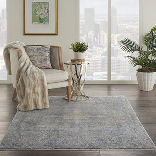 Nourison Lustrous Weave LUW04 Blue Grey Area Rug Corner Image