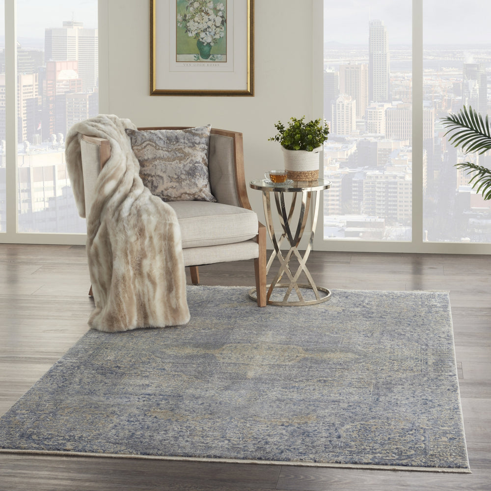 Nourison Lustrous Weave LUW04 Blue Grey Area Rug Room Image Feature
