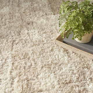 Nourison Luxurious Shag LXR01 Ivory Beige Area Rug Corner Image